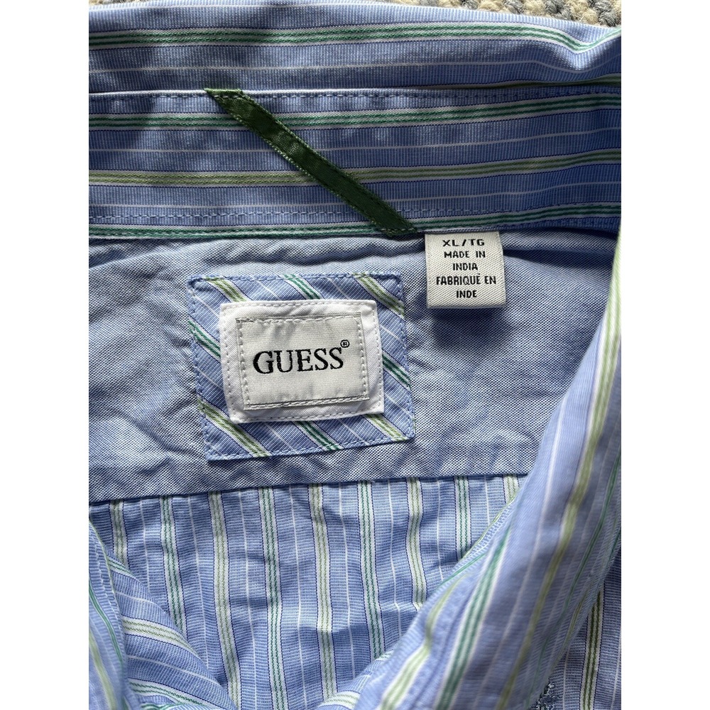 Guess Embroidered Long Sleeve Button Shirt - Blue/Green/Yellow - XL - Picture 7 of 8